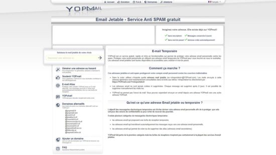 Créer une adresse email jetable ou temporaire avec YOPMail