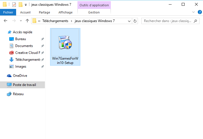 Installation des jeux Windows 7 sur Windows 10