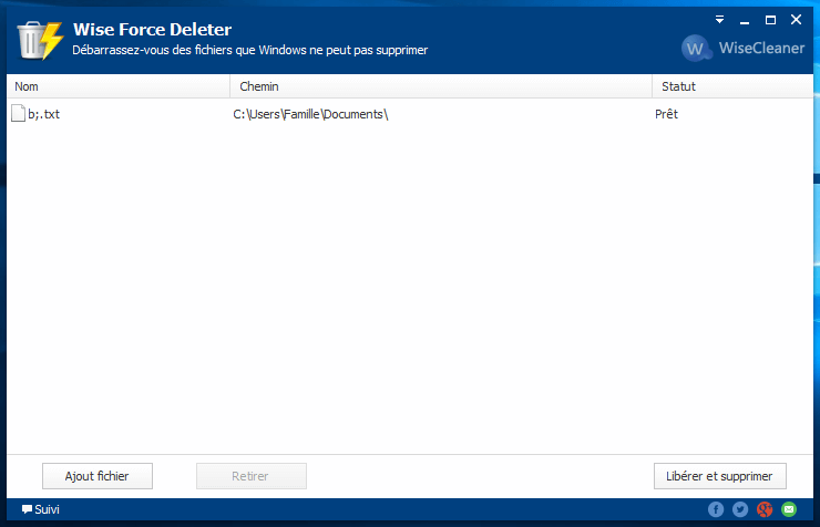 Supprimer un fichier récalcitrant avec Wise Force Deleter