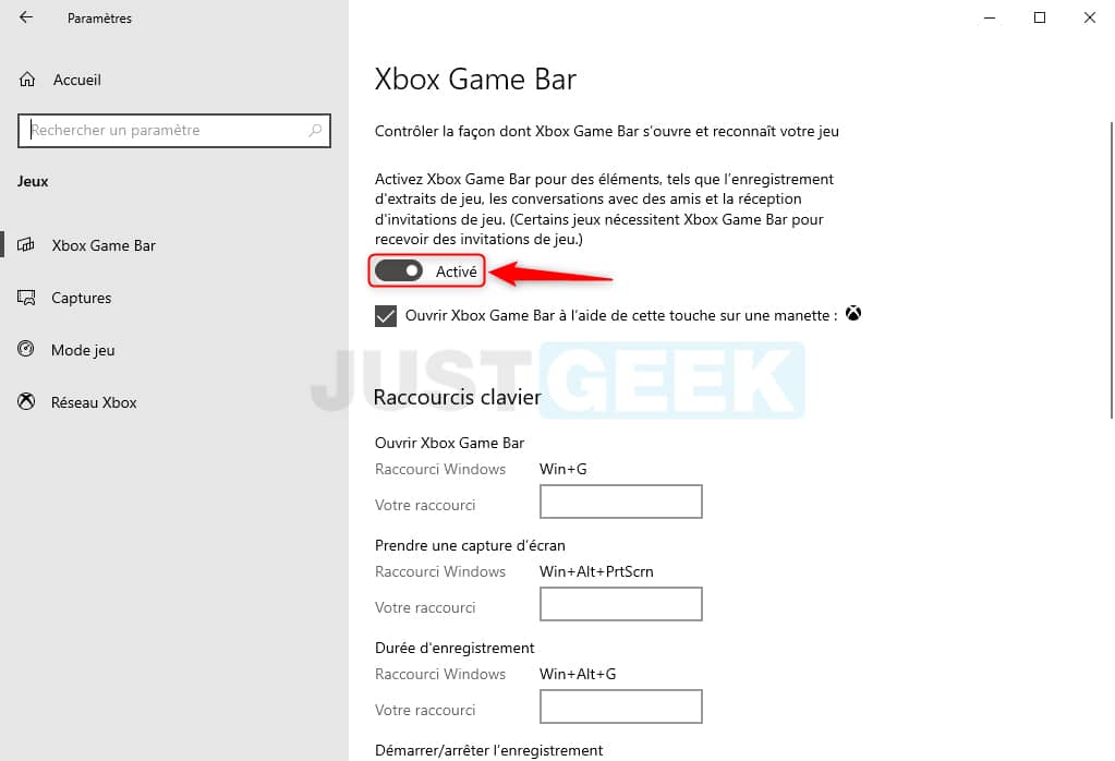 Activer ou désactiver la barre de jeu Xbox Game Bar