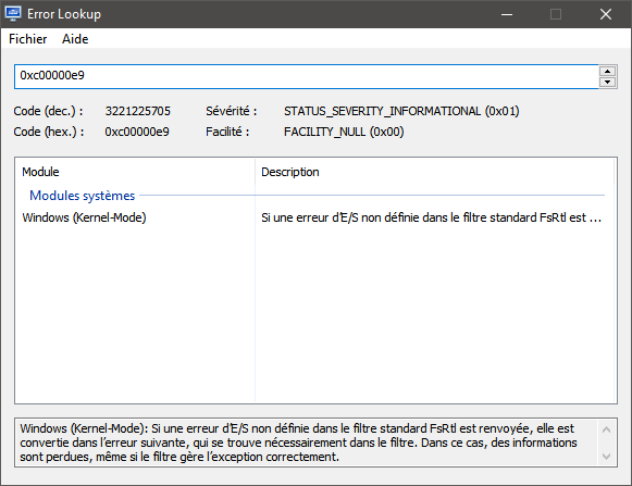 error lookup