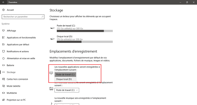 Modifier l'emplacement d'enregistrement du Microsoft Store