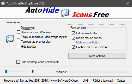 Masquer automatiquement les icônes du bureau avec AutoHideDesktopIcons