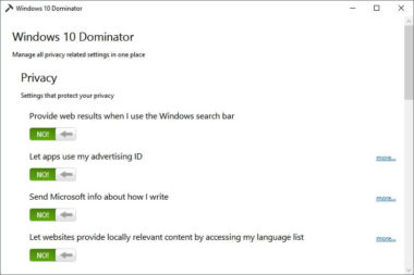 Windows 10 Dominator : un outil de confidentialité