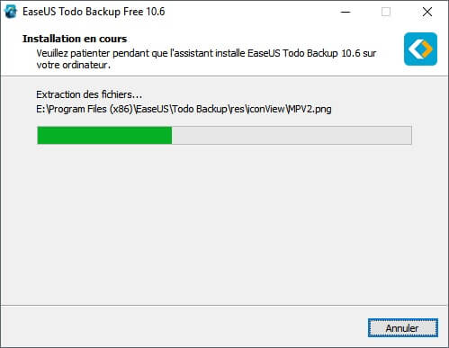 Installation du logiciel EaseUS Todo Backup Free