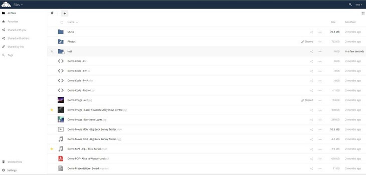 Interface ownCloud