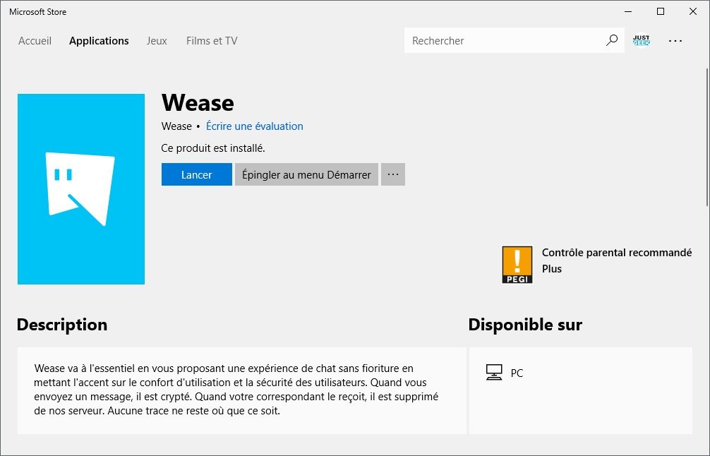 Application Wease Microsoft Store