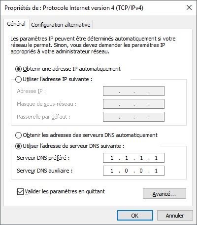 Configuration DNS Cloudflare PC Windows