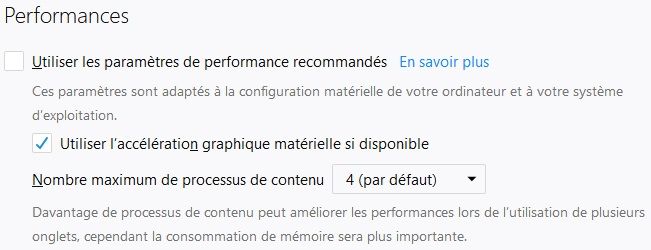 Activer ou désactiver l'accélération matérielle