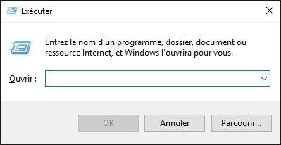 Boîte de dialogue Exécuter Windows 10