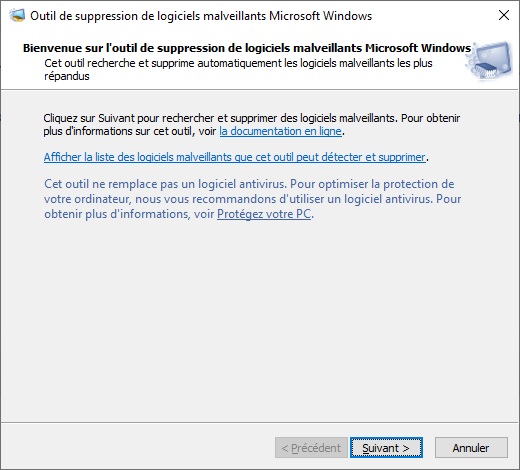 MRT (Malware Removal Tool) : Outil de suppression de logiciels malveillants Microsoft Windows
