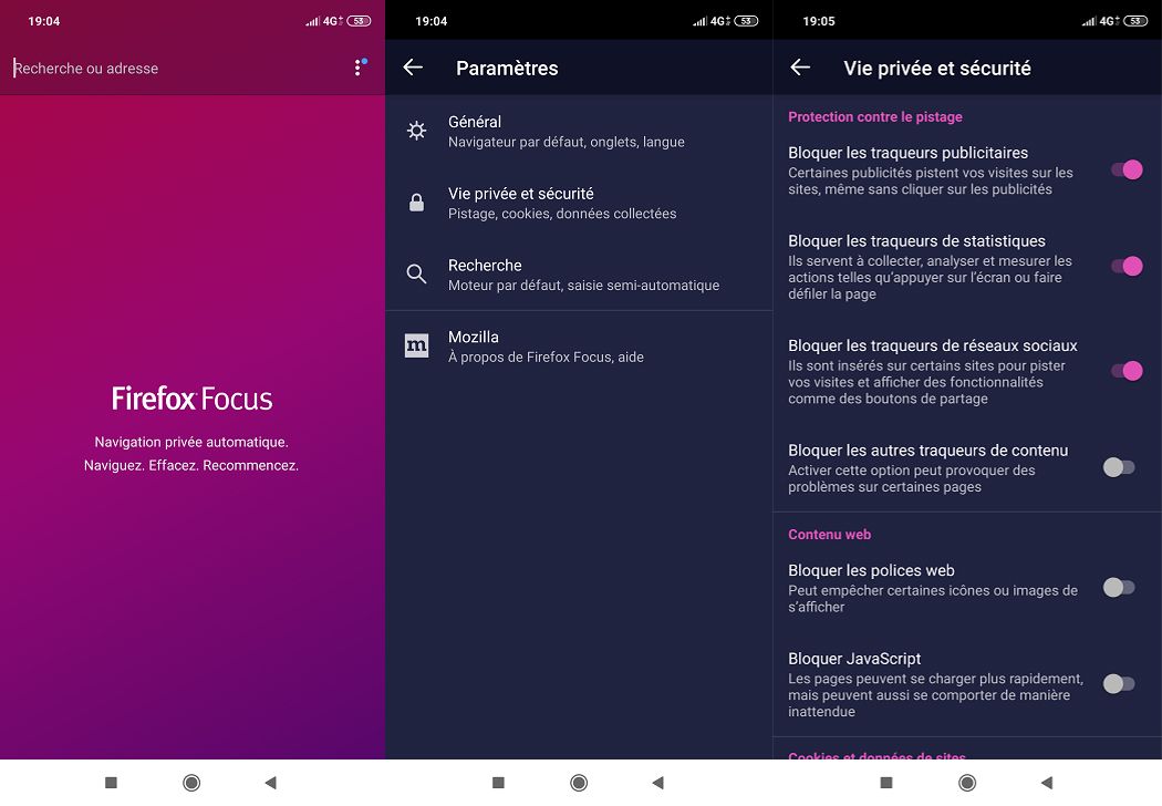 Firefox Focus Interface Android