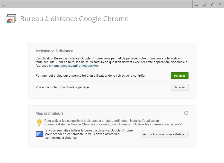 Bureau à distance Google Chrome