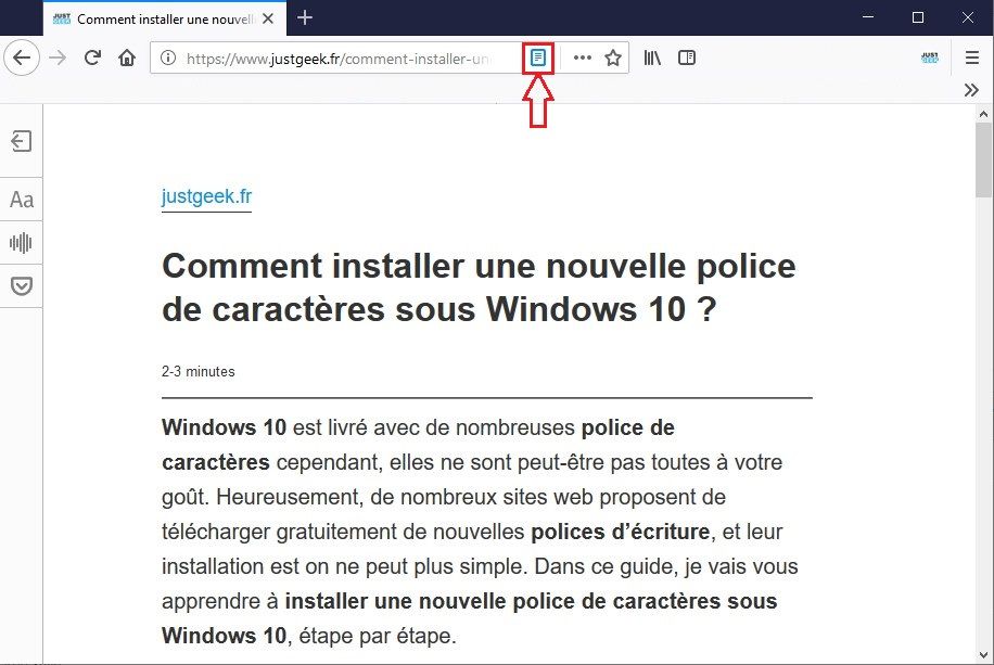 Mode Lecture Firefox