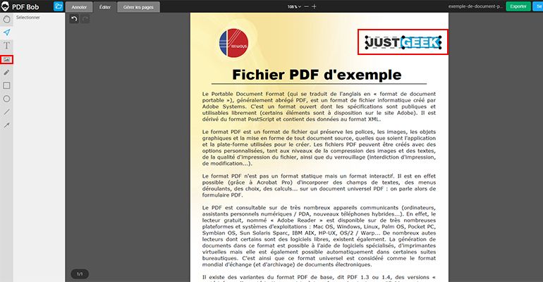 Ajouter une image au document PDF - PDFBob.com
