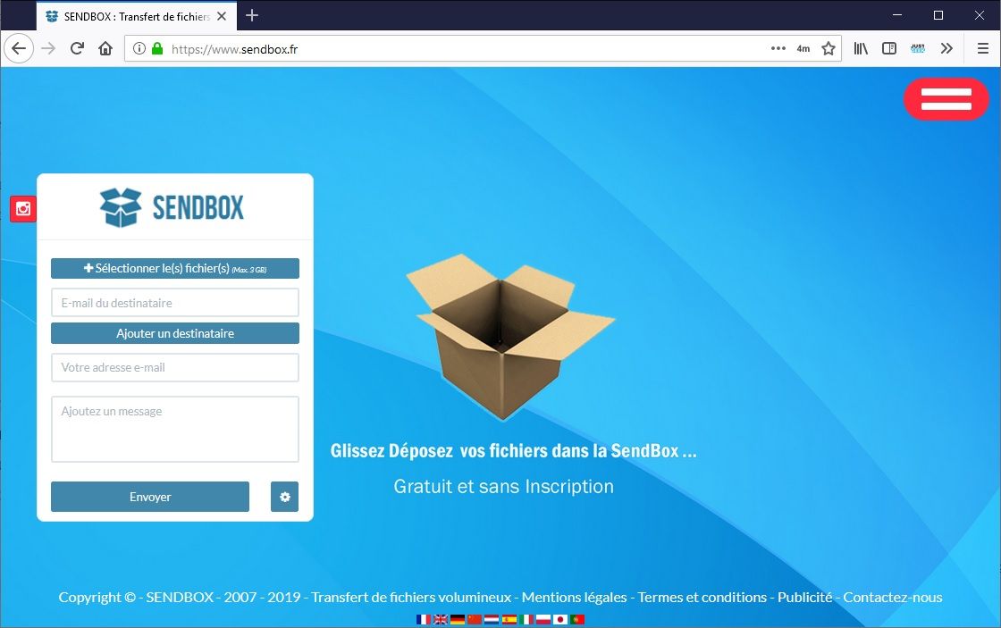 SendBox : Transfer de fichiers volumineux