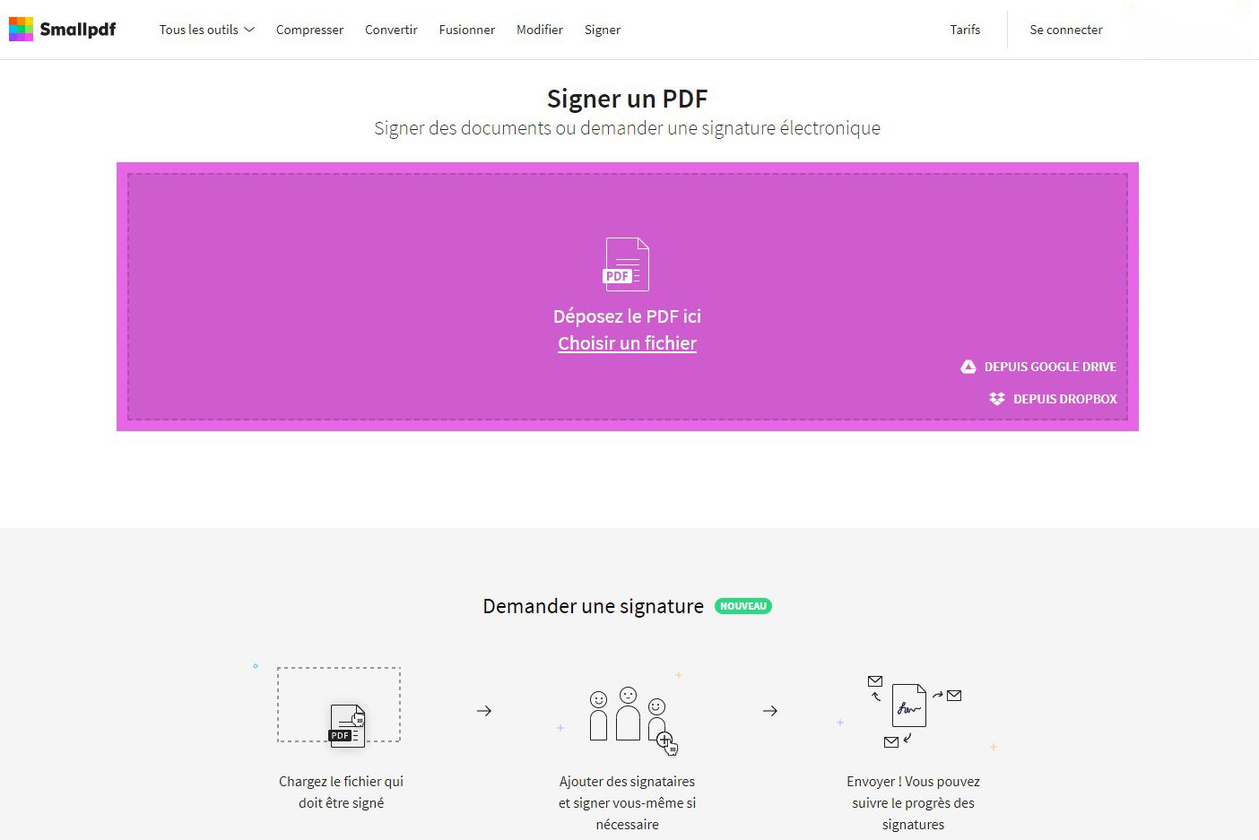 Smallpdf : Signer un PDF en ligne gratuit