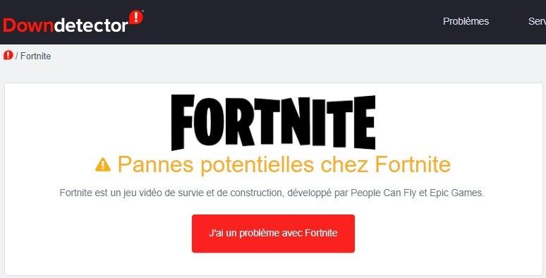 Downdetector : Exemple panne Fortnite