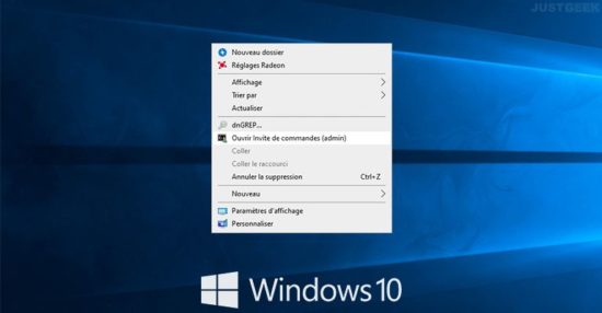 Ajouter « Ouvrir Invite de commandes (admin) » au menu contextuel dans Windows 10