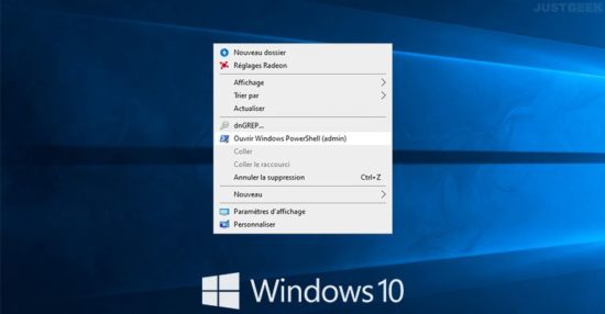 Ajouter « Ouvrir Windows PowerShell (admin) » au menu contextuel dans Windows 10