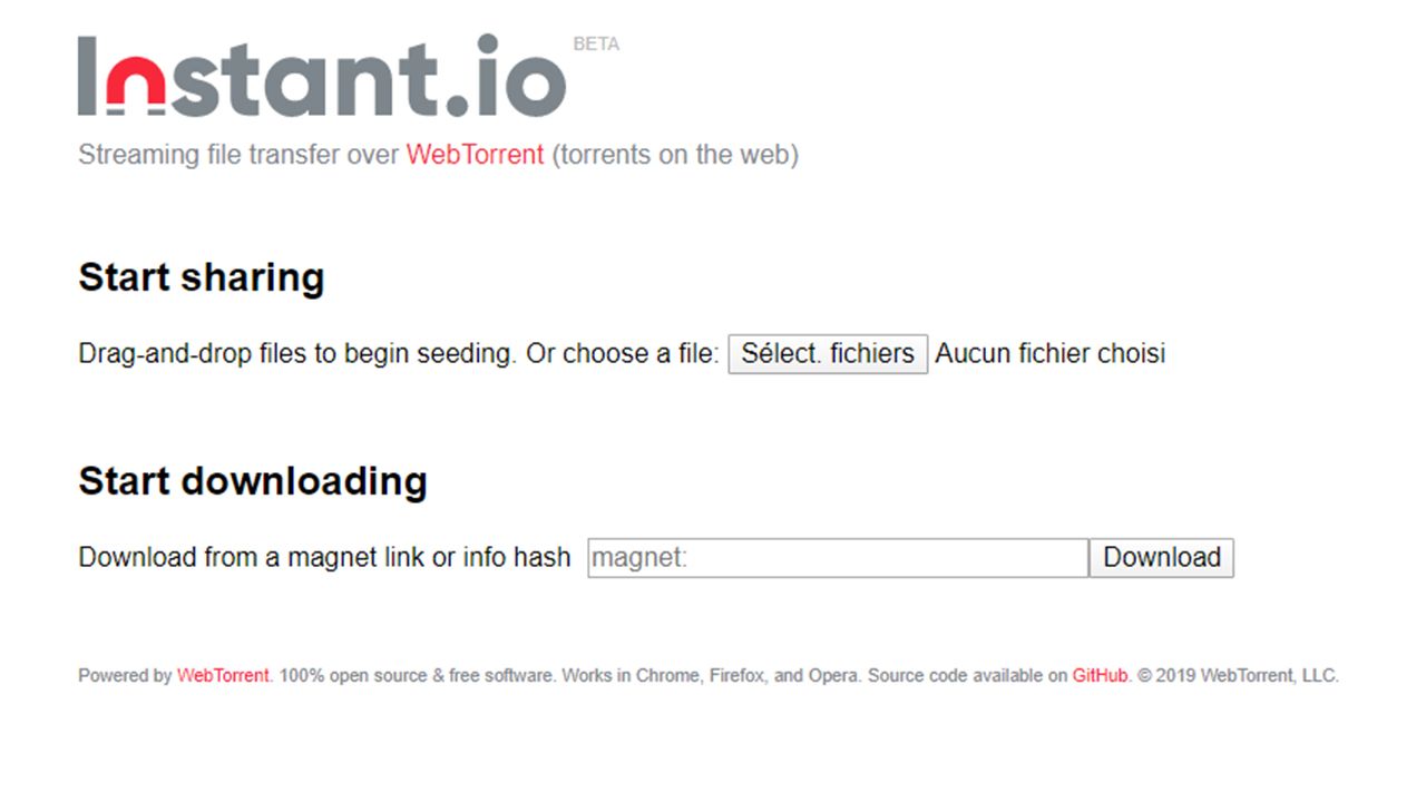 Instant.io : Regarder un fichier torrent en streaming