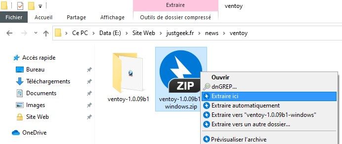 Ventoy : Extraire le contenu de l'archive ZIP