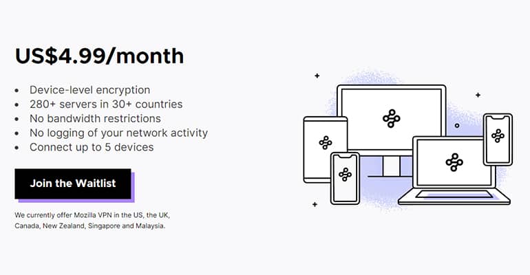 Mozilla VPN : Caractéristiques du VPN