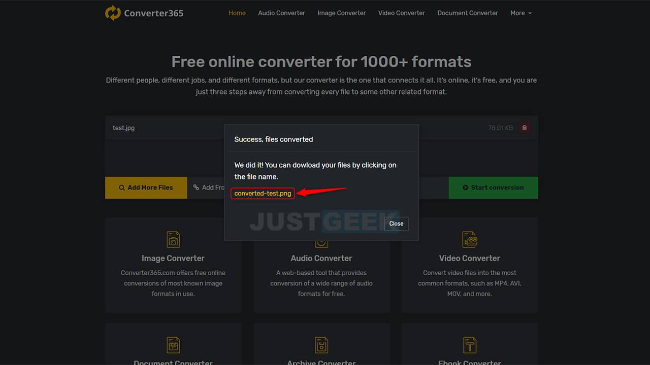 Download converted file