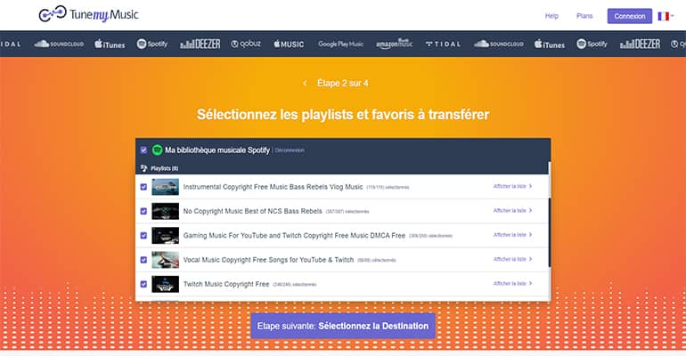 Transférer playlists Spotify vers un autre service musical