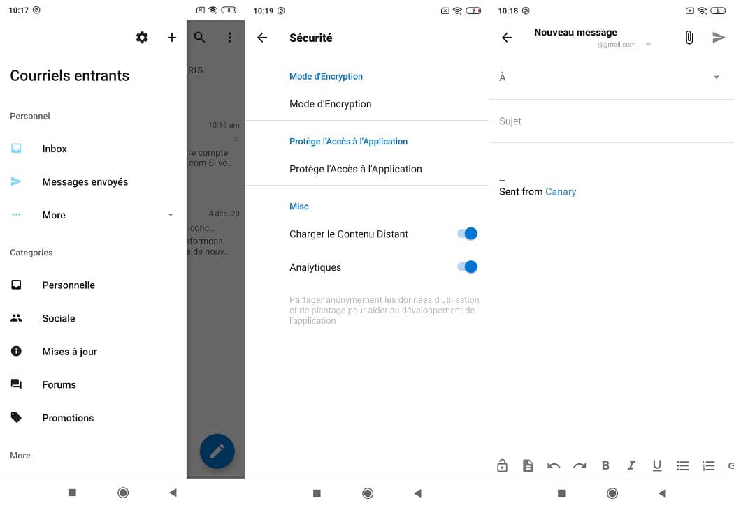 Canary Mail application Android