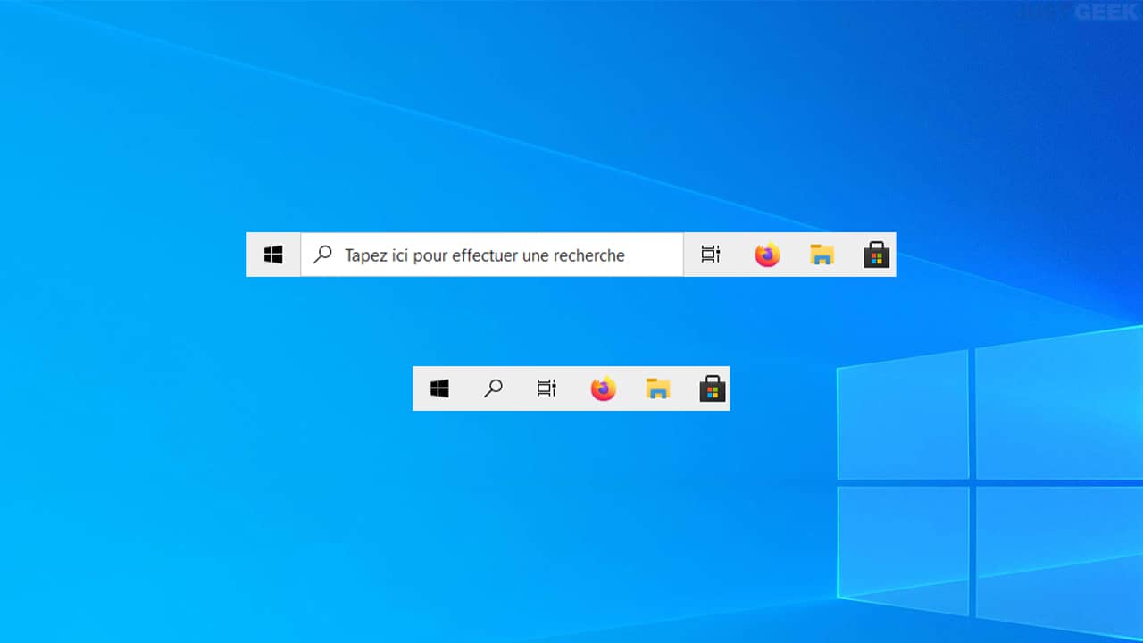 Windows 10 : réduire la zone de recherche dans la barre des tâches