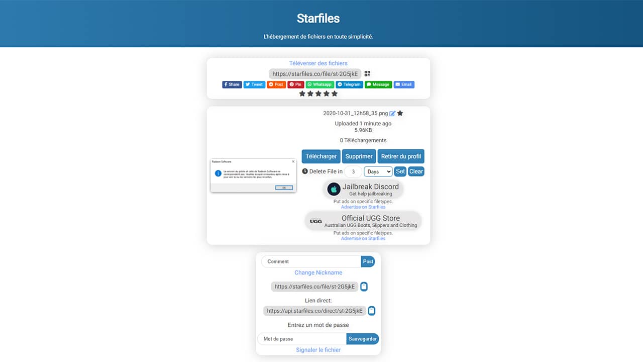 Partager des fichiers gratuitement et en illimité avec Starfiles