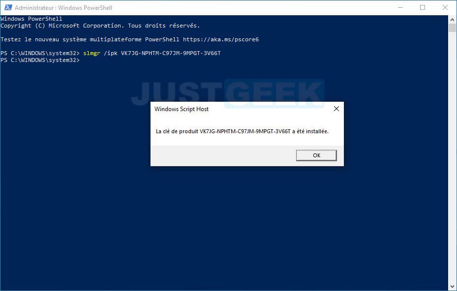 Installer une clé de produit Windows avec la commande slmgr