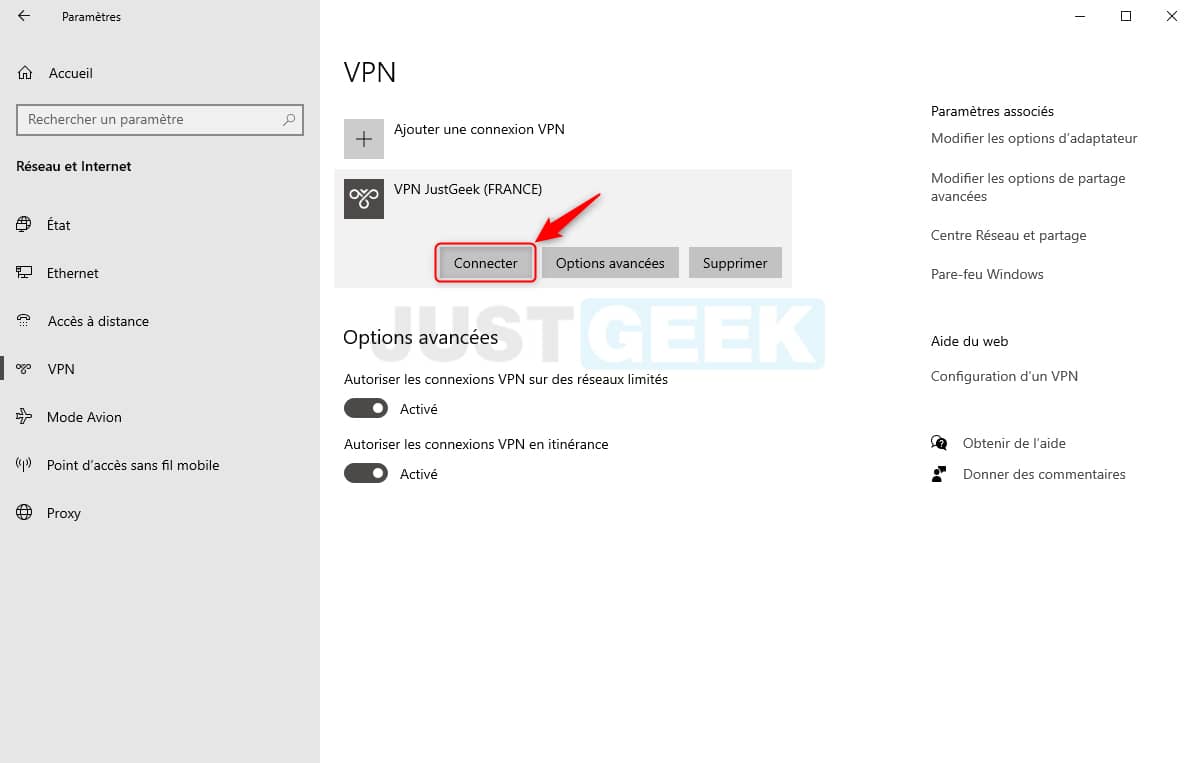 Se connecter à un réseau VPN sous Windows 10