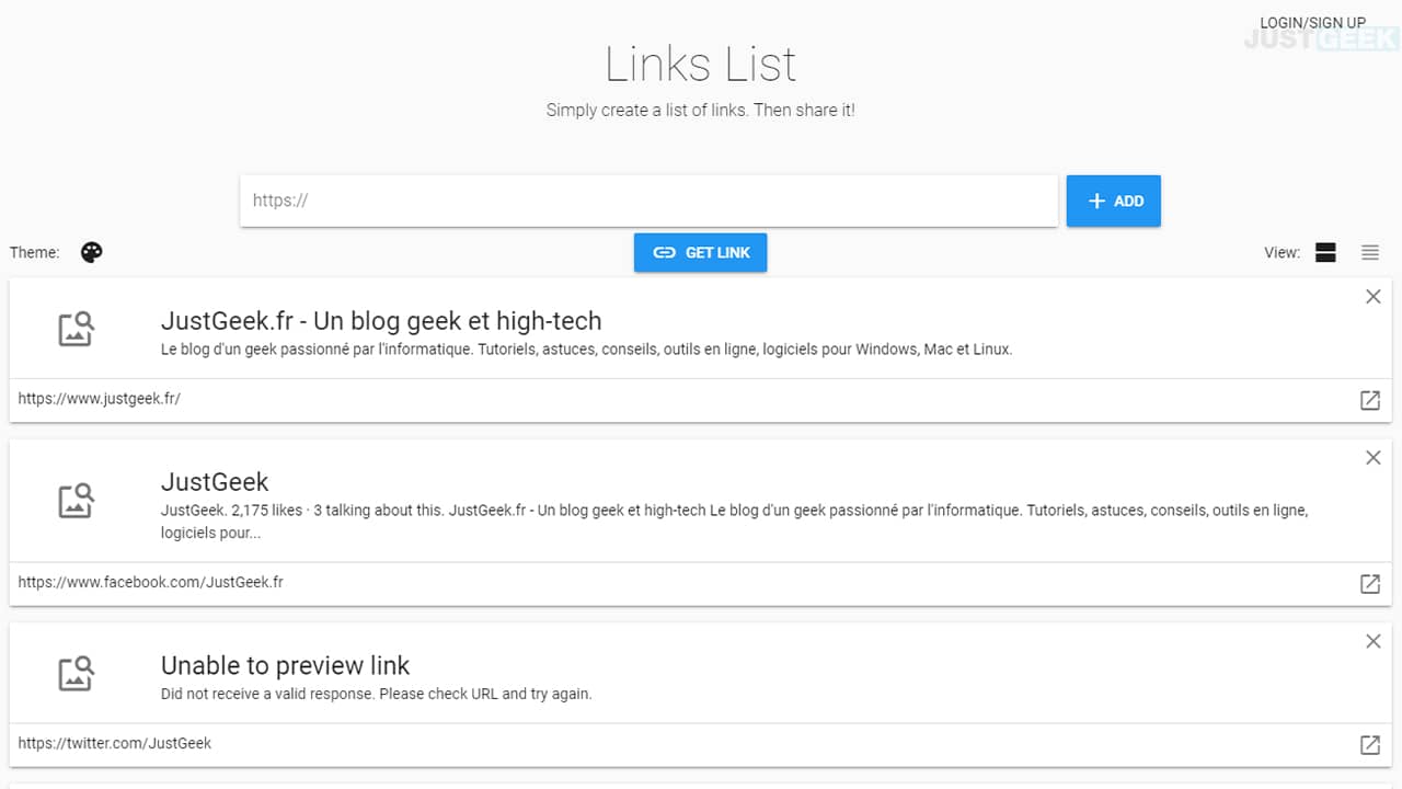 Créer une liste de liens à partager avec une seule URL