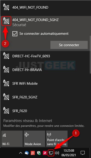 Vérifier la force du signal Wi-Fi à partir de la barre d'état système de Windows 10