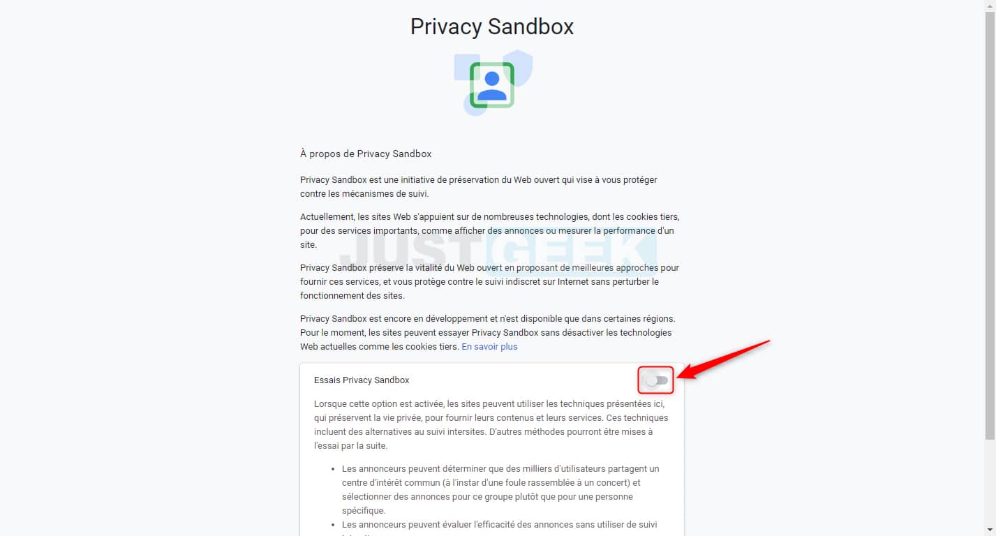 Désactiver Privacy Sandbox (FloC) Google Chrome