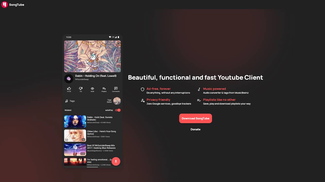 SongTube : un client YouTube gratuit et open source sans publicité