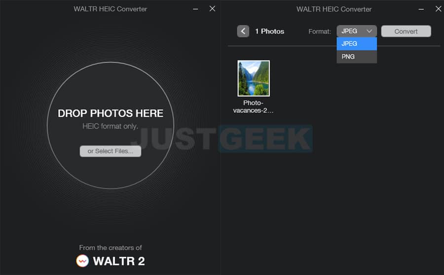 WALTR HEIC Converter : un logiciel gratuit pour convertir vos photos HEIC en JPG ou PNG