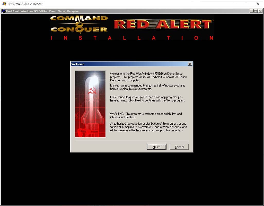 Installation de Command & Conquer Red Alert dans BoxedWine