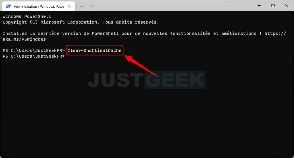 Vider le cache DNS avec le Windows PowerShell sous Windows 11