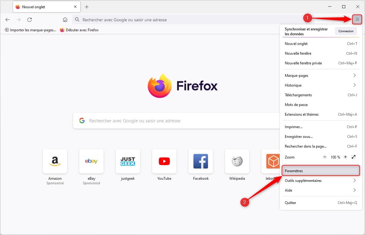 Paramètres Mozilla Firefox
