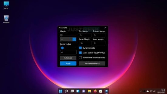 Personnaliser la barre des tâches de Windows 11/10 avec RoundedTB