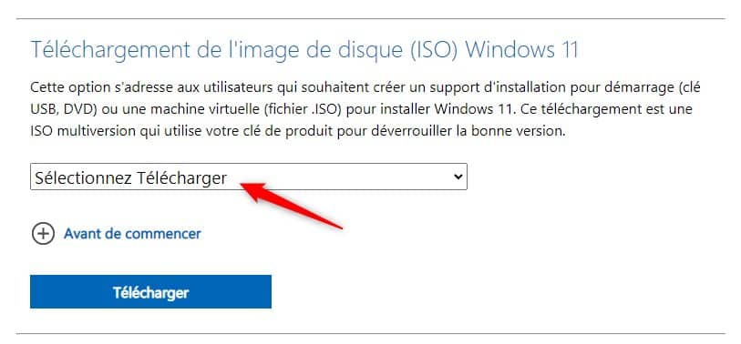 Téléchargement de l'image de disque ISO Windows 11