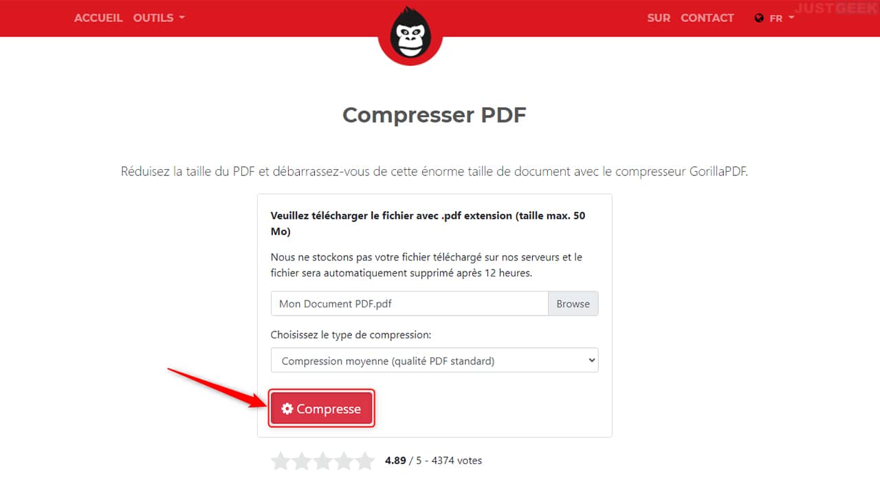 Compresser un PDF afin de réduire sa taille avec GorillaPDF