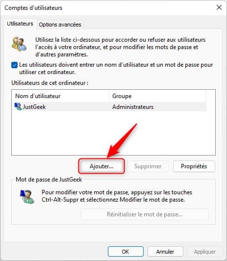 Ajouter un nouveau compte utilisateur local sur Windows 11