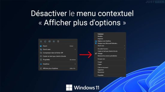 Désactiver le nouveau menu contextuel « Afficher plus d'options » dans Windows 11