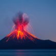 Éruption du volcan d'Anak Krakatau Indonésie