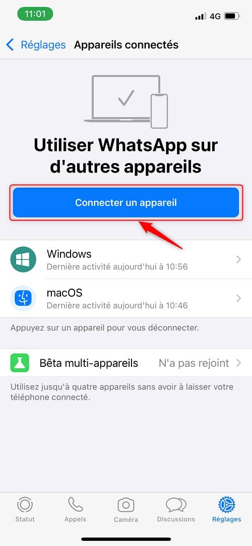 Connecter un appareil pour utiliser WhatsApp Web