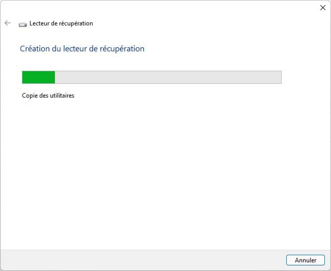 Création du lecteur de récupération sous Windows 11